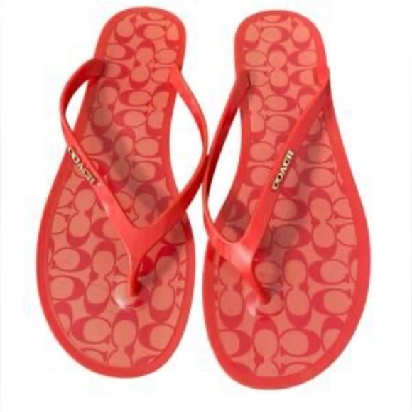 Coach Shoes - Coach Red Sandals Classic signature Design flip flop sandals
